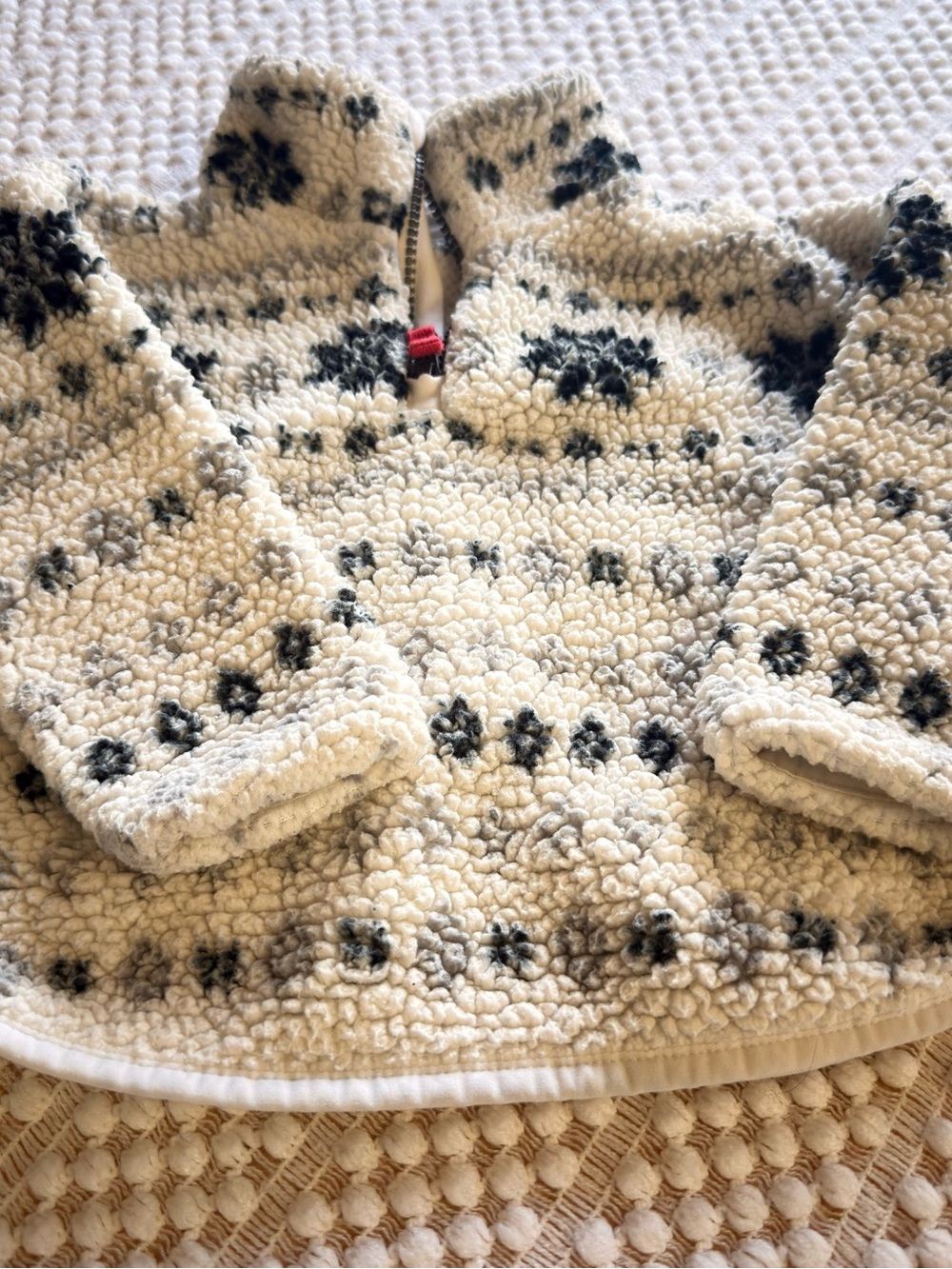 Carter's Cream and Black Sherpa Quarter-Zip Pullover